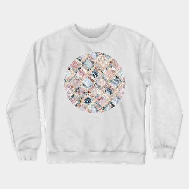 Marble Moroccan Tile Pattern Crewneck Sweatshirt by micklyn